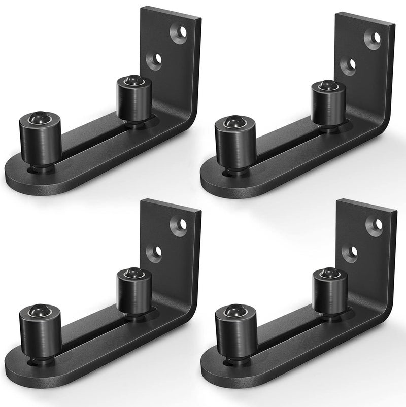 EaseLife Sliding Barn Door Bottom Floor Guide Ball Bearings Adjustable Stay Roller Wall Mount System Flush Flat Bottom Design 2 Assemble Setup Options Fit All Size Door Black 4 Pack - Image 1